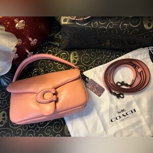 Coach 2021 Candy Pink Nappa Leather Pillow Tabby 18 Crossbody Hand Bag & Dusty